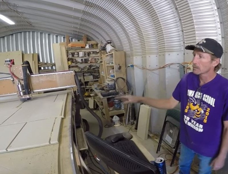 Rick Hebert in his shop with the greenBull Heavy Duty CNC Machine Kit