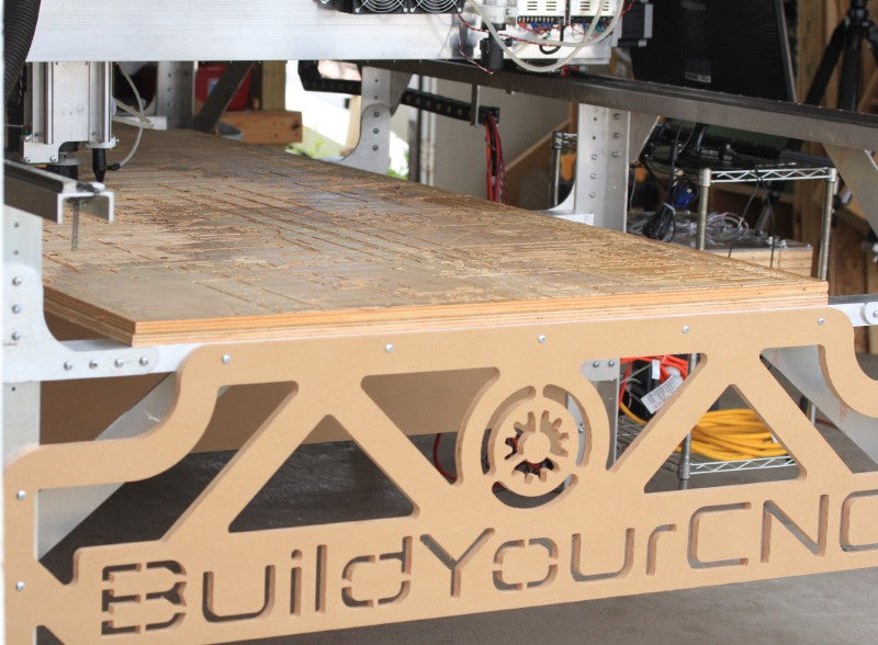 Fabricator Pro CNC Router view of the table end and bracing.  The x-axis rail ends are also shown