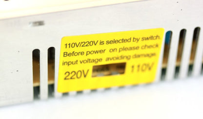 AC input switch on the side of the 24 volt 10 amp power supply