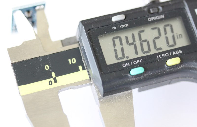 Triple Axis Magnetometer shown with caliper. The measurement reads .462 inches (11.73 mm). 