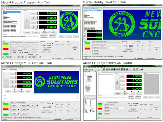 Mach4 Industrial CNC control software interface screenshots