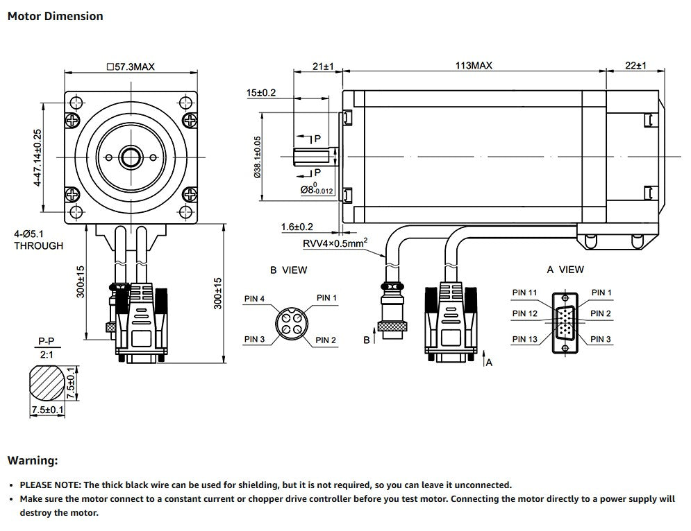 Closed Loop NEMA 23 Stepper Motor (425 oz-in 8mm single shaft) and Mating Driver