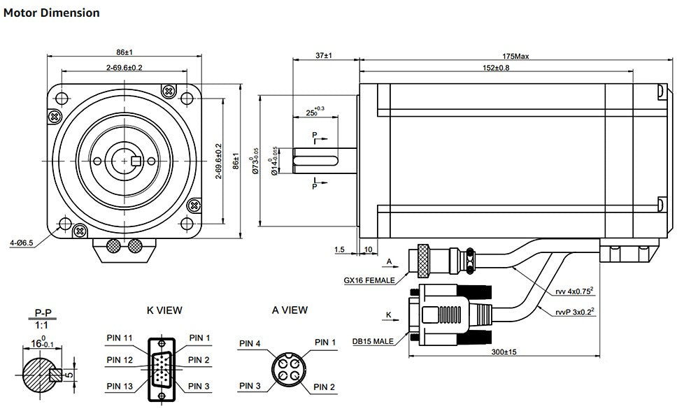 Closed Loop NEMA 34 Stepper Motor (1699 oz-in 14mm single shaft) and Mating Driver