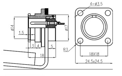 Round Male 4 pin 17mm Threaded Spindle Connector