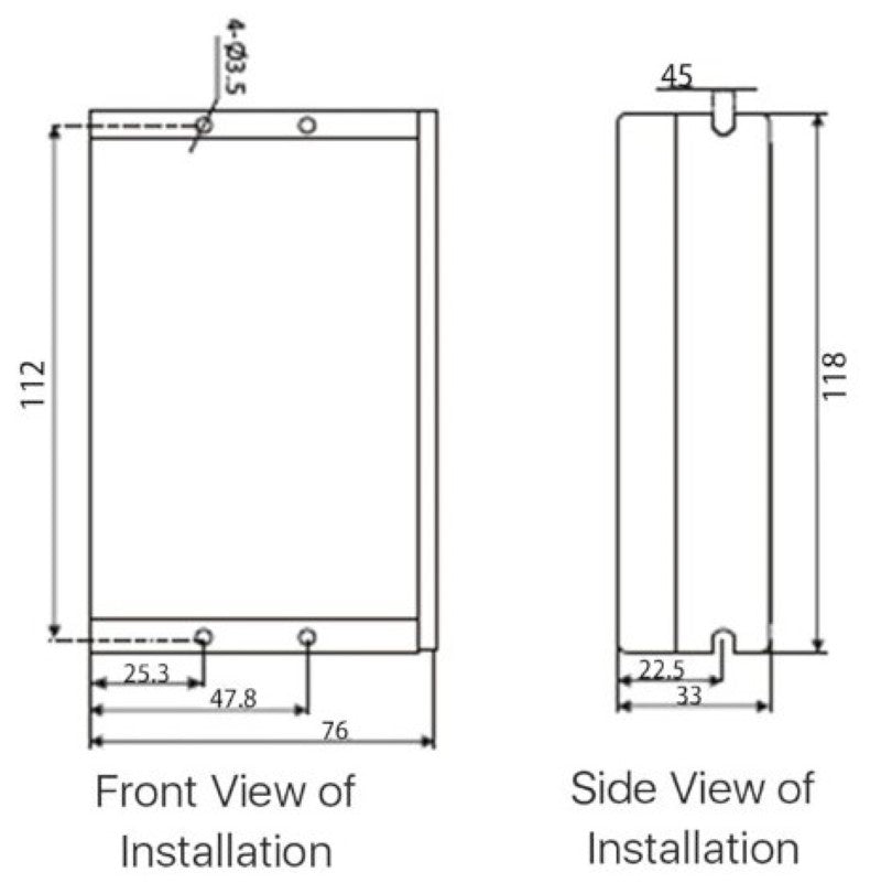 Dimensions of the 4.2 amp driver