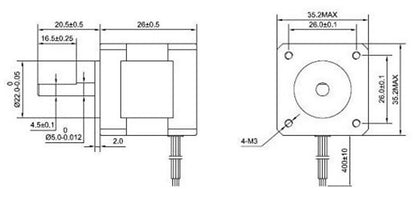 Dimensions for NEMA 14 stepper motor 