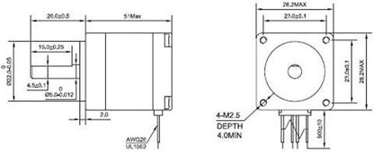 Dimensions of the NEMA 11 Stepper Motor 