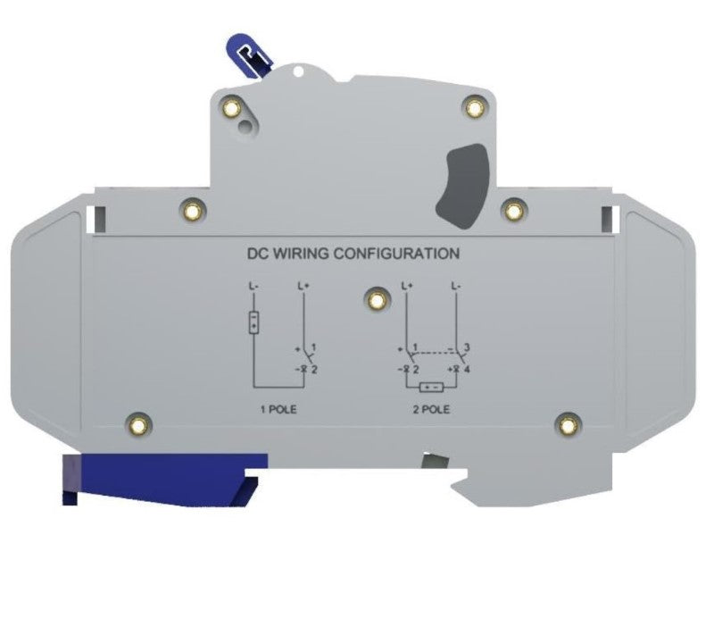 Miniature Circuit Breaker, 30 Amp, Single Pole wiring and side view