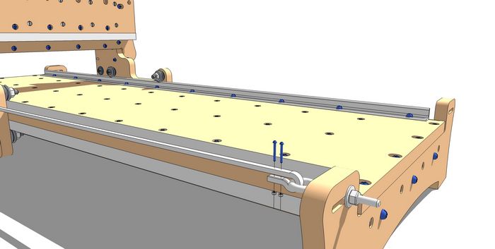 Attach Roller Chain End to Eye Bolt at Front/Left Corner of the Table