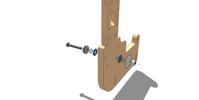 Add V-Groove Bearing and Idler Sprocket to Motor Side Gantry Side