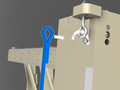 Loop the Y axis roller chain end through the eye bolt