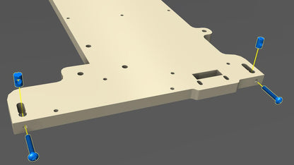 Fasten v-groove bearing adjustment screws to gantry bottom