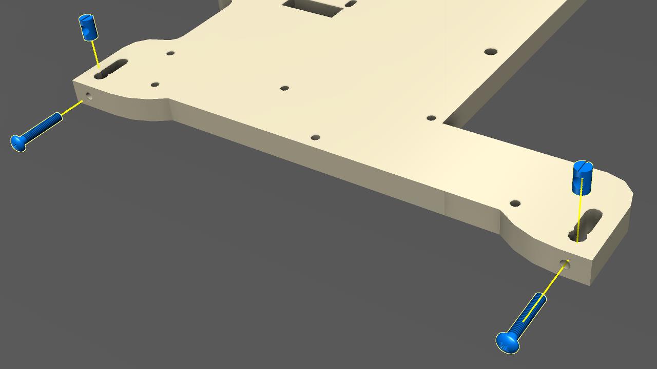 Install v-groove bearing adjustment screw for gantry bottom