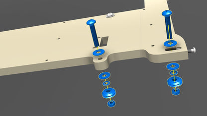 Install v-groove bearing assemblies to gantry bottom