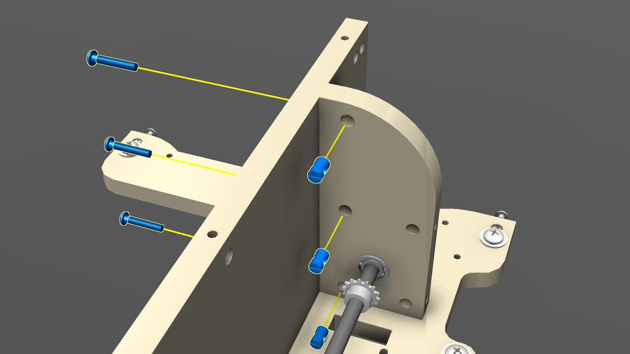 Attach the bearing support to the x-axis gantry back