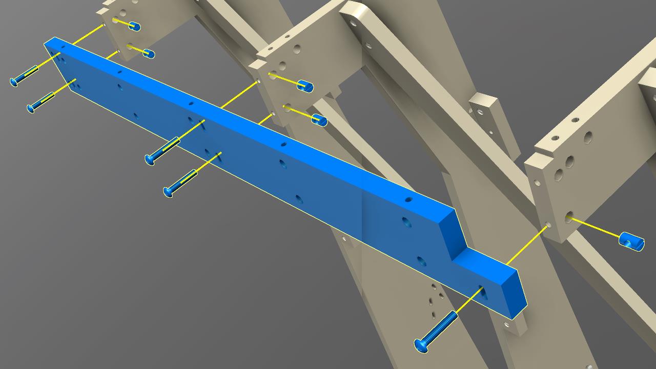 Attach X-axis rail support extension.