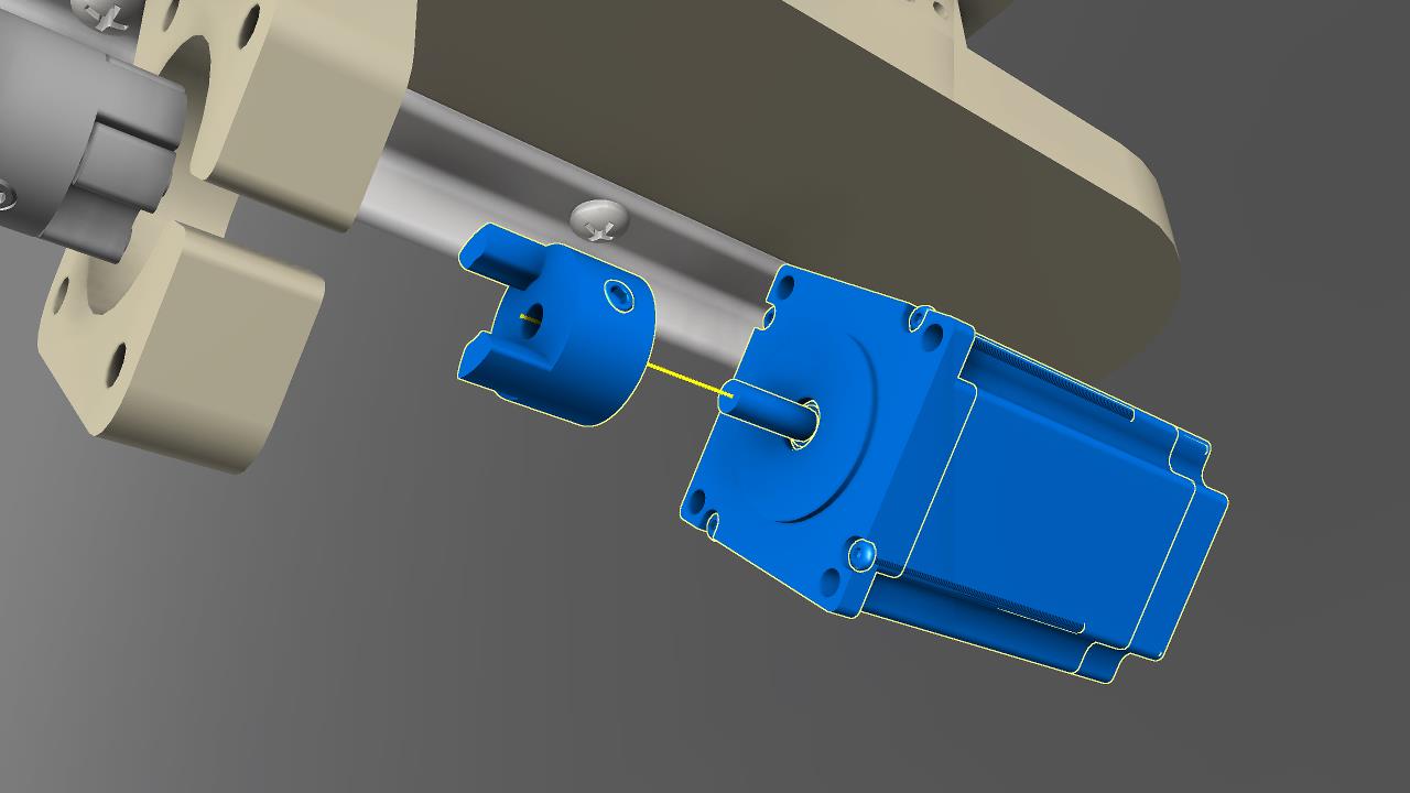 Insert the Z axis stepper motor into the 1/4 hub