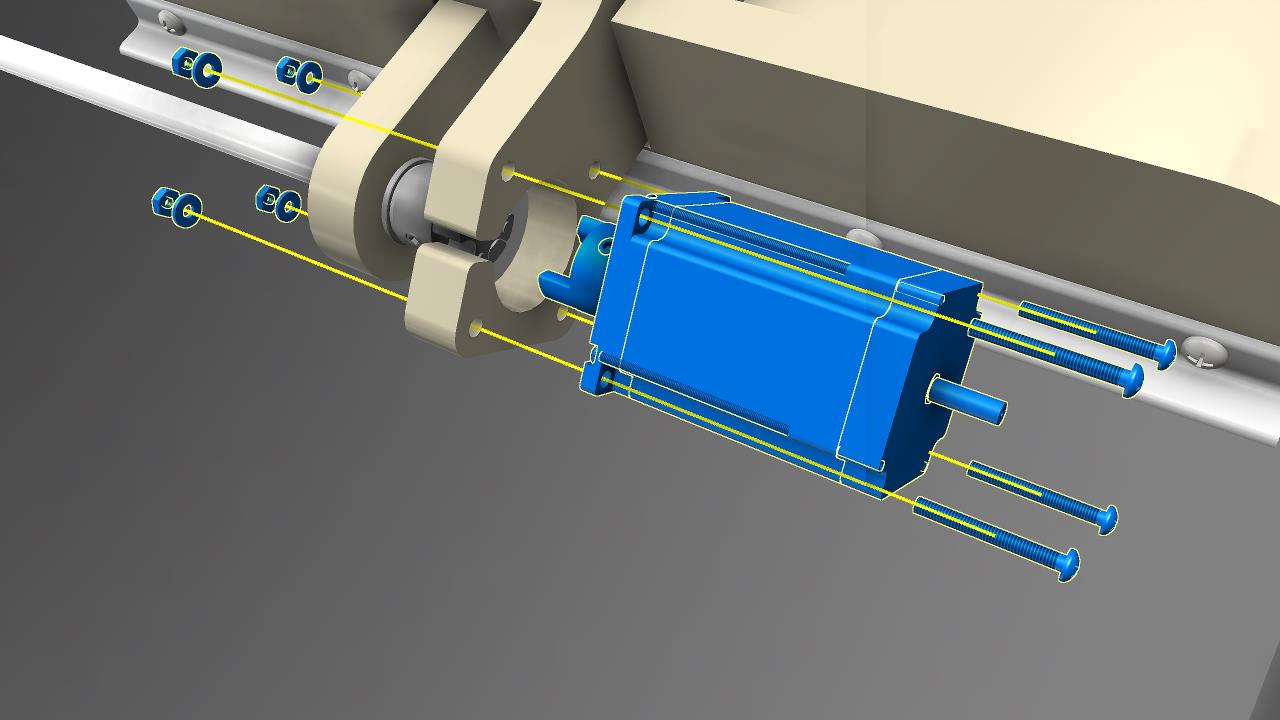 Attach the Z axis stepping motor to the Z axis motor mount