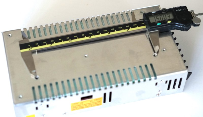 Long measurement (150mm) of the mounting holes for the bottom of the 60VDC 6 amp power supply